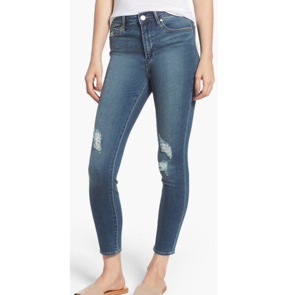 ARTICLES OF SOCIETY Heather High Rise Ripped Crop Skinny Jeans Dark Wash Cropped - Picture 4 of 16